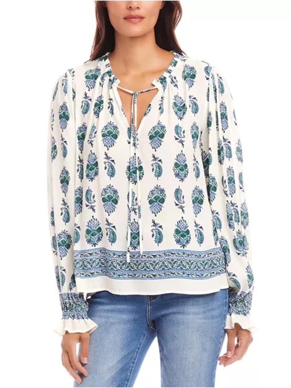NWT Karen Kane Aquamarine Peasant Blouse Size XL